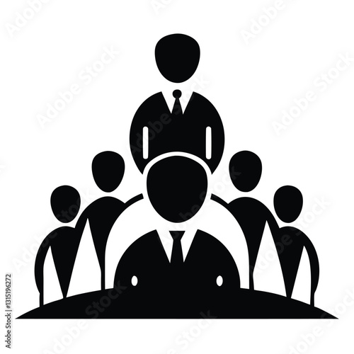 assemblage of individuals silhouette with a team leader