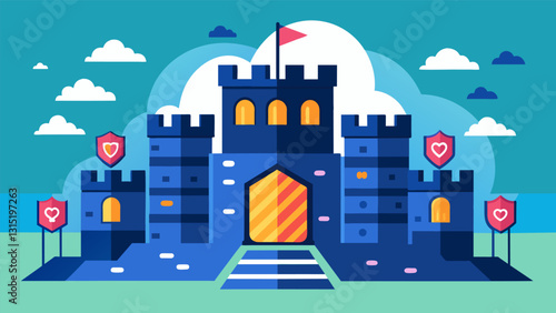 The Petabyte Data Center was a fortress of data its walls secured with layers of advanced encryption and firewalls.. Vector illustration
