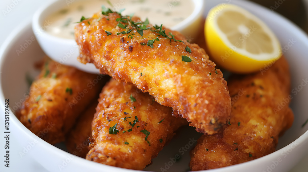 Golden fried corn on the cob served with a smoky herb sauce and a squeeze of lemon. Golden fried corn on the cob served with a smoky herb sauce and a squeeze of lemon.