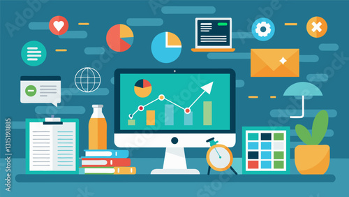 The classroom is equipped with data visualization tools allowing students to explore and analyze data in a more engaging and interactive way.. Vector illustration