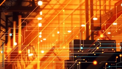 High-Tech Factory Automation System Visualization with Data Connectivity