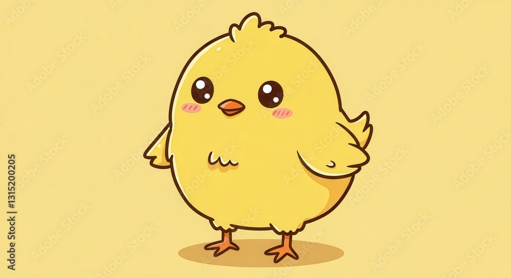 Cute Yellow Chick Cartoon Illustration on Pastel Background for Kids Content Cute Yellow Chick Cartoon Illustration on Pastel Background for Kids Content
