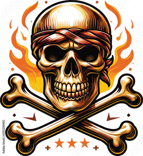 Edgy Halloween Skull & Tattoo Designs: Bold Skull Crown and Crossbones for a Fearless Look

