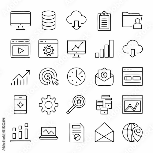 Cloud & Server Line Icons