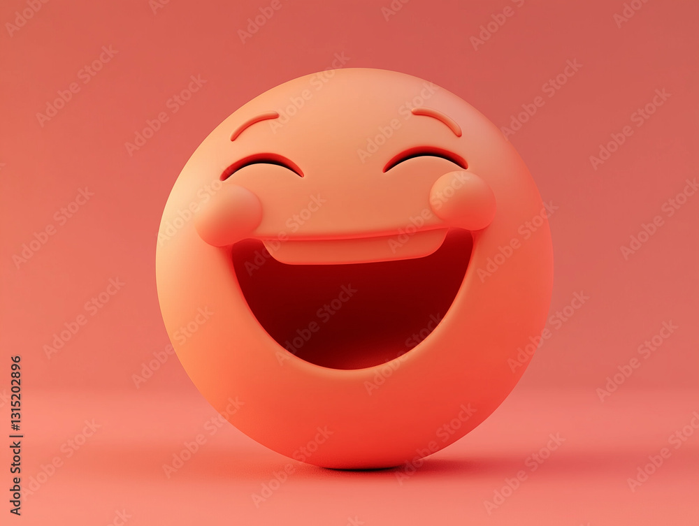 Fototapeta premium 3D face with happy expression isolated on a solid color background