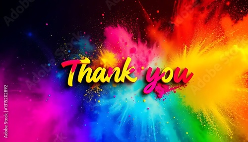 Expressive Thank You Message on Vibrant Powder Explosion Background