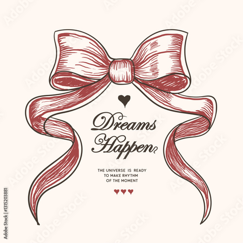 bow ribbon  Vector illustration design for fashion, tee, t shirt, print,inspirational cute quote slogan typography. bow with slogan typography, vector illustration, for t-shirt graphic.