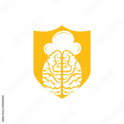 Smart chef vector logo design concept. Brain and chef hat icon.