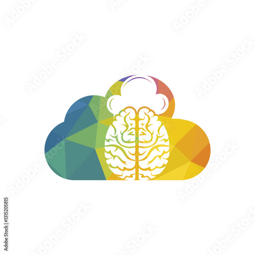 Smart chef vector logo design concept. Brain and chef hat icon.