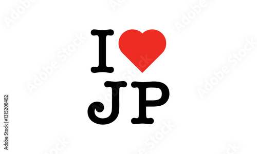 I Love JP JAPAN Country Red Heart T-Shirt Sweatshirt Digital Vector Black Lettering Design