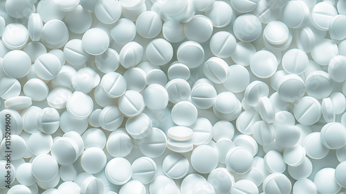 Close-up of white round tablets with scored lines