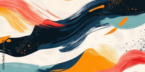 Vibrant abstract watercolor painting with flowing organic shapes art