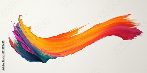 Vibrant acrylic paint stroke with warm orange undertones on canvas