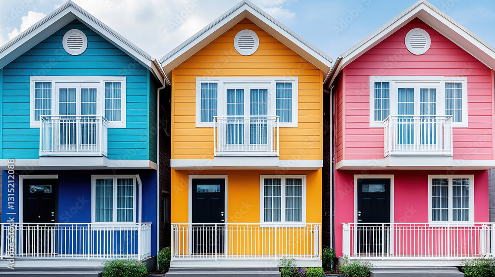 Colorful row of small houses Colorful row of small houses