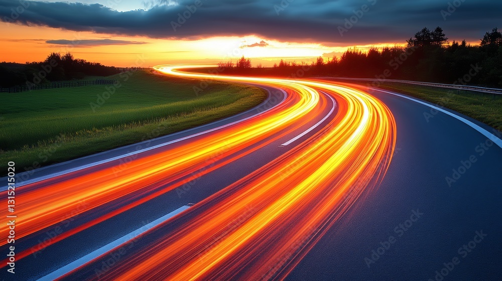 Cascading light trails event in high fidelity visuals amidst urban environment Cascading light trails event in high fidelity visuals amidst urban environment