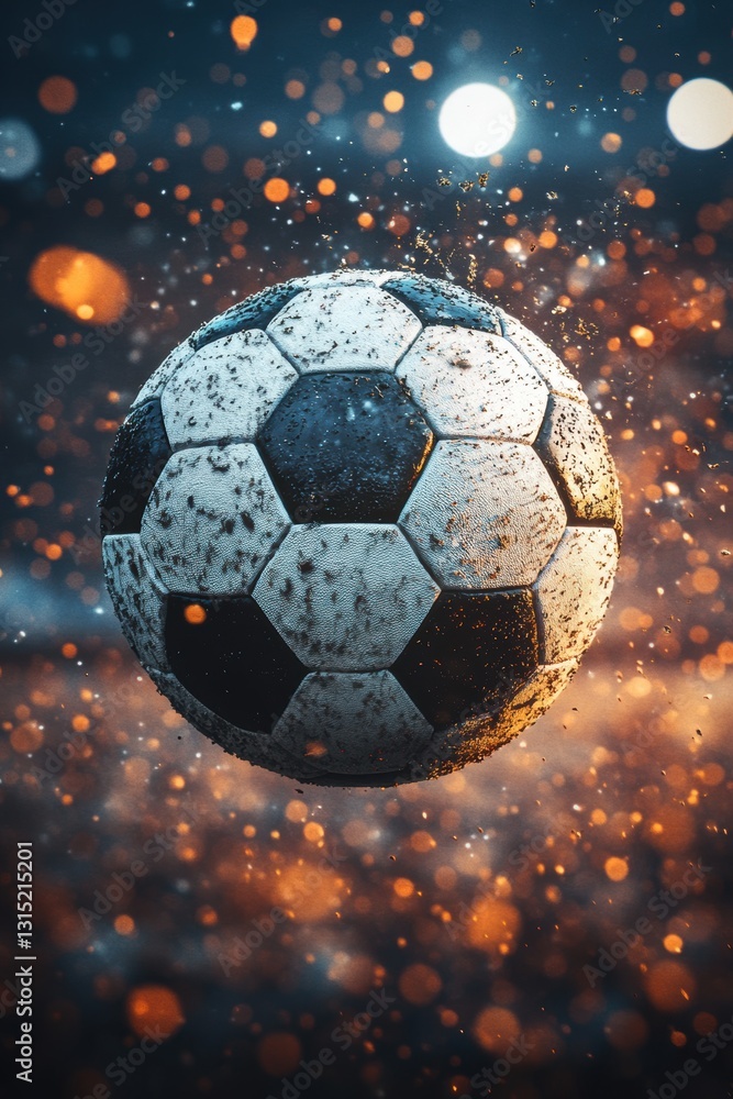 Fototapeta premium People playing soccer game in field.