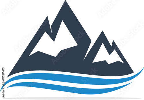 Mountain landscape logo design. Hiking travel and adventure concept design.