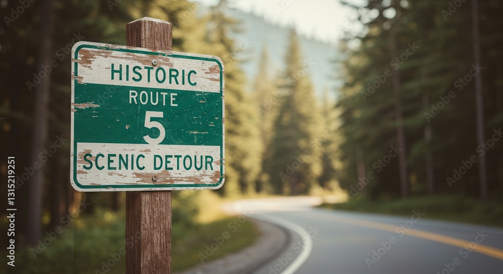 Driving Scenic Route 5 - Historic Detour Through Forest Landscape Driving Scenic Route 5 - Historic Detour Through Forest Landscape