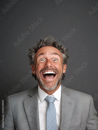Obraz na płótnie portrait of a man in a business suit in a state of euphoria w salonie
