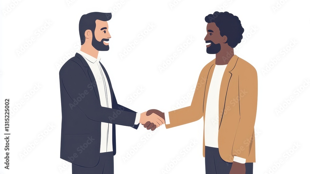 A businessman shaking hands with a client, smiling in a professional meeting on a white isolated background A businessman shaking hands with a client, smiling in a professional meeting on a white isolated background