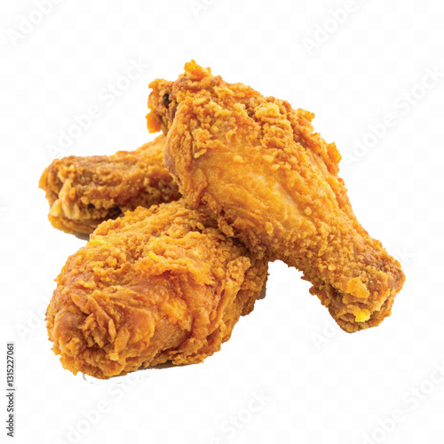 realistic crispy and spicy fried chicken wing or leg isolated on  white background
