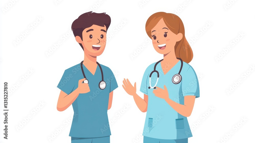 A nurse with a stethoscope around her neck, talking to a patient and offering reassurance on a white isolated background A nurse with a stethoscope around her neck, talking to a patient and offering reassurance on a white isolated background