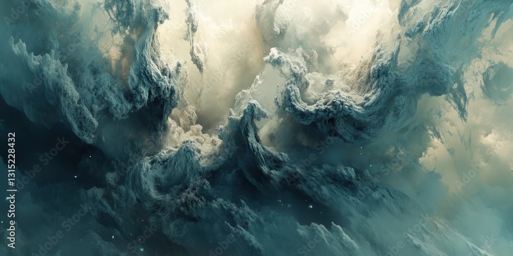 Mystical swirling vaporous cloudscape with ethereal textured formations Mystical swirling vaporous cloudscape with ethereal textured formations
