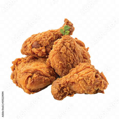 realistic crispy and spicy fried chicken wing or leg isolated on  white background