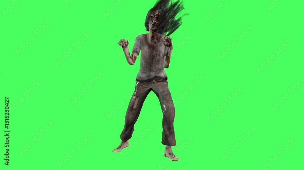Women zombie angry Attack animation Women zombie angry Attack animation