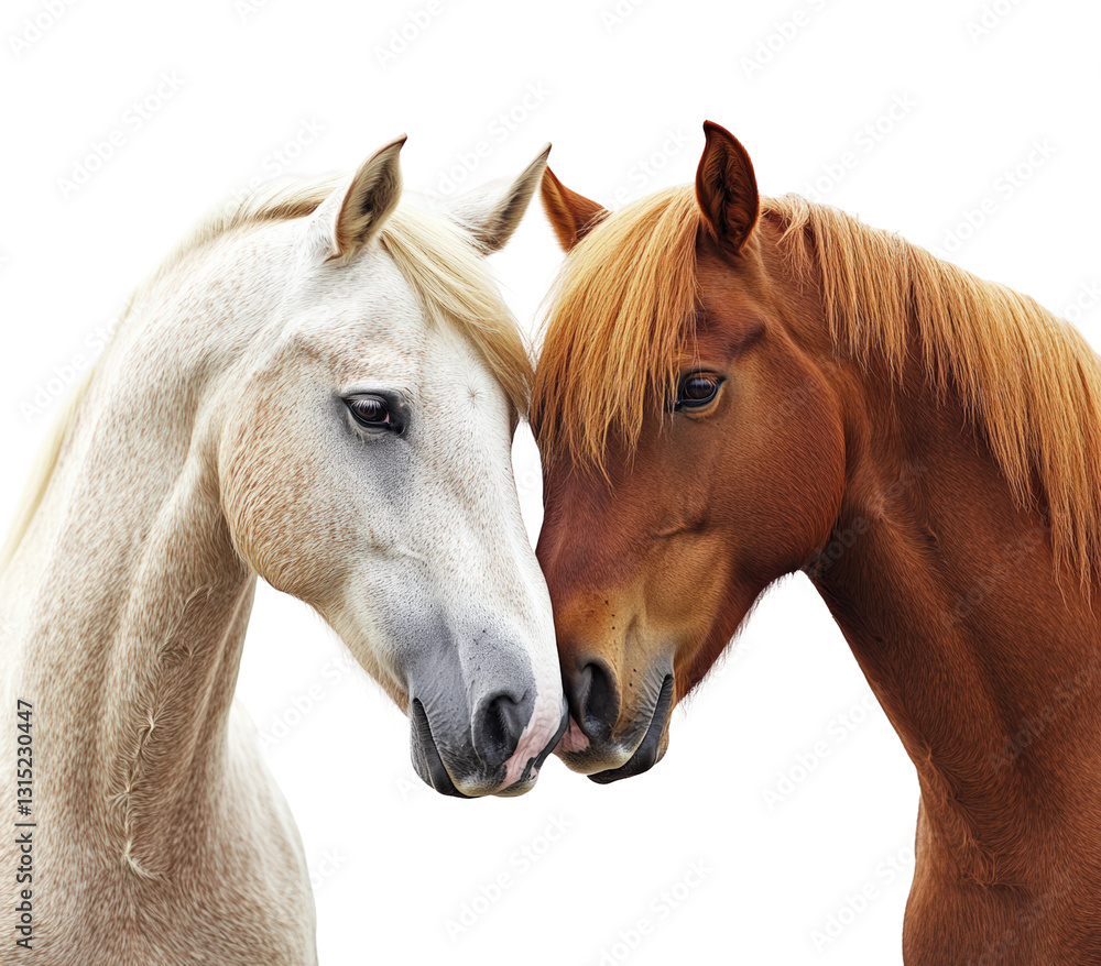 Obraz premium Intimate horse interaction friendship isolated on transparent background, png