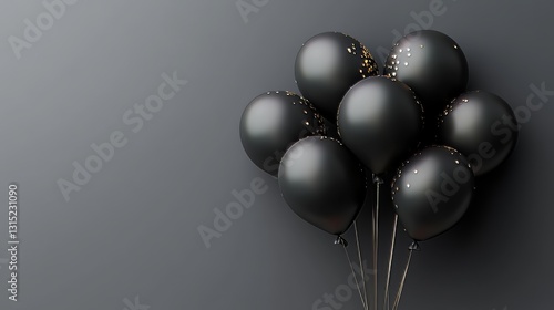 Wallpaper Mural Elegant Black and Gold Balloon Decorations with Confetti on a Black Background for Celebrations and Special Events Torontodigital.ca