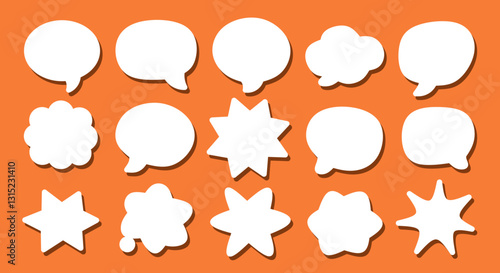 Set of vector speech bubble labels. Retro color special offer design elements, chat emblem, black callout
