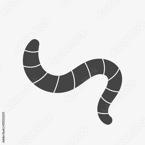 Worm Black Icon. Earthworm for fishing on white background
