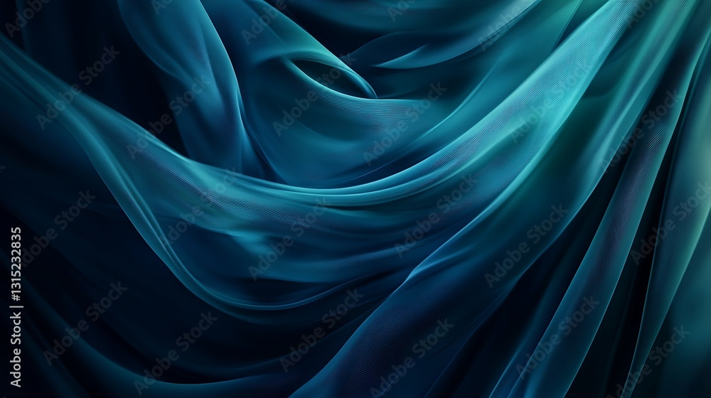 Fototapeta premium Abstract background with swirling patterns in shades of deep blue and teal, on a dark backdrop