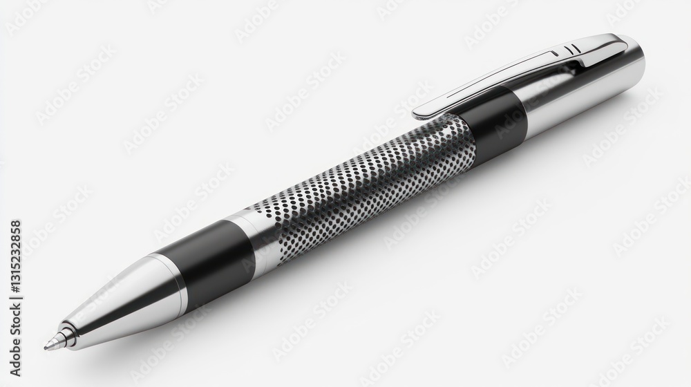Elegant silver and black ballpoint pen isolated on white. Elegant silver and black ballpoint pen isolated on white.