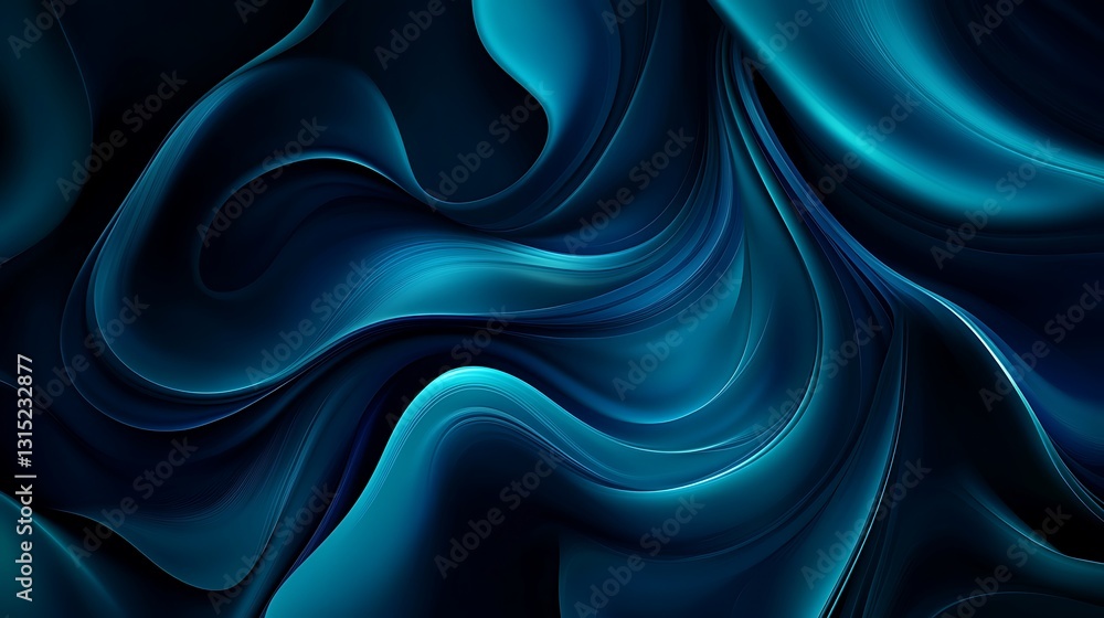 Obraz premium Abstract background with swirling patterns in shades of deep blue and teal, on a dark backdrop