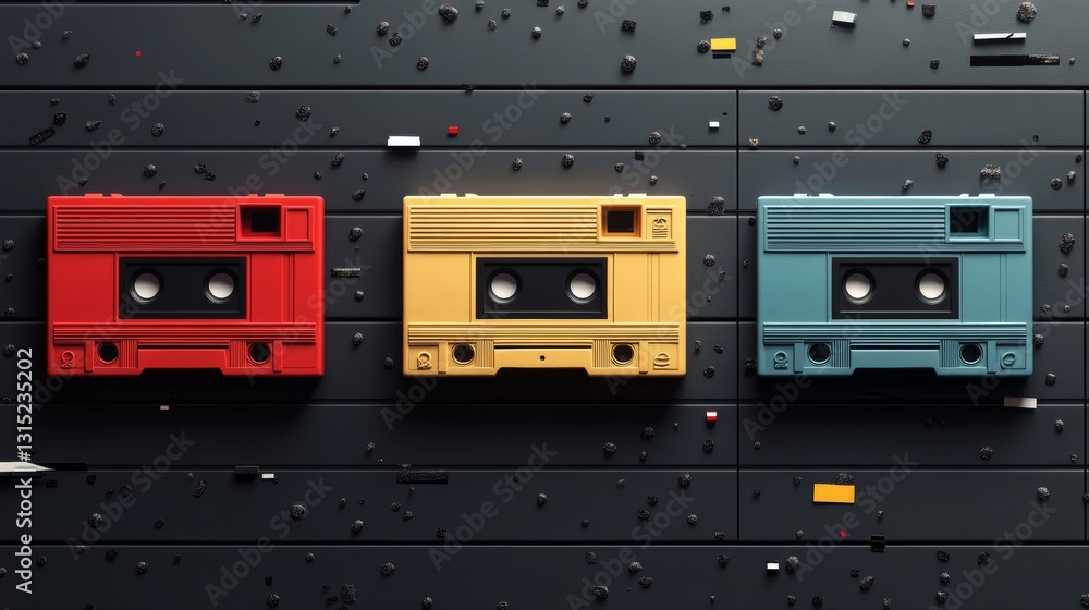 Obraz premium art event pixelated cassette tape design showcase france digital art urban environment futuristic concept