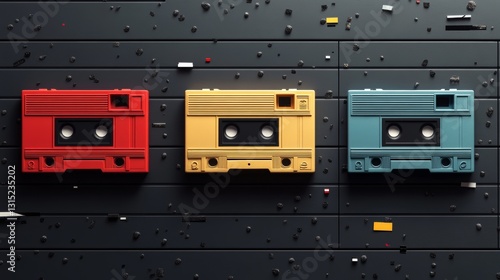 art event pixelated cassette tape design showcase france digital art urban environment futuristic concept photo