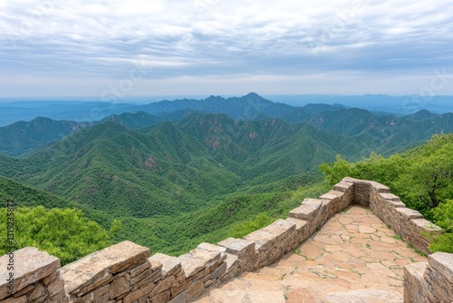 Mountain vista from ancient stone wall