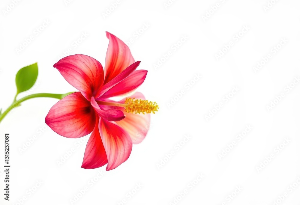 A vibrant single bloom, petals unfurled, against a pure white backdrop, beautiful, object A vibrant single bloom, petals unfurled, against a pure white backdrop, beautiful, object