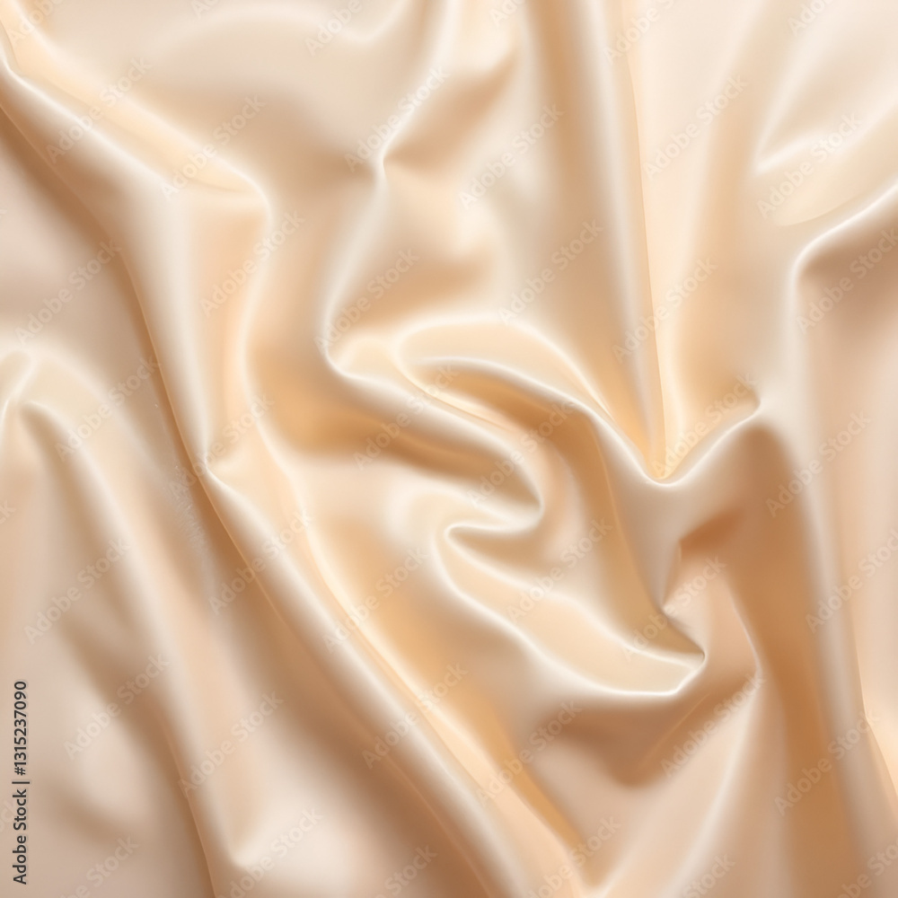 Fototapeta premium Elegantly wrinkled champagne fabric with soft shimmer