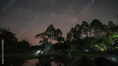 The Milky Way at Jae Son Hot Springs, a popular natural tourist attraction in Lampang Province