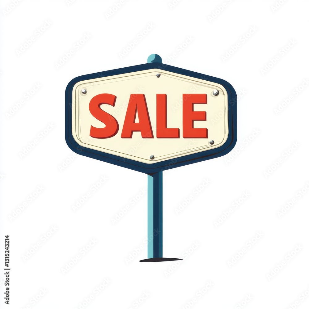 A simple, flat illustration of an advertising sign with the word A simple, flat illustration of an advertising sign with the word