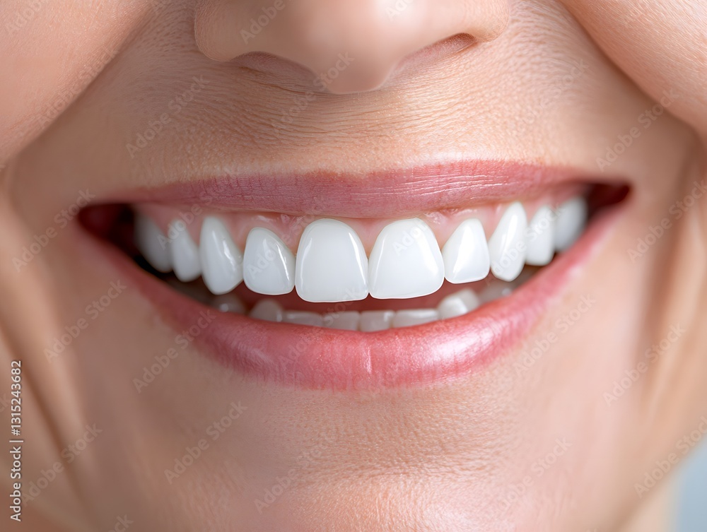 Fototapeta premium Perfect white smile close-up – healthy teeth and beautiful lips