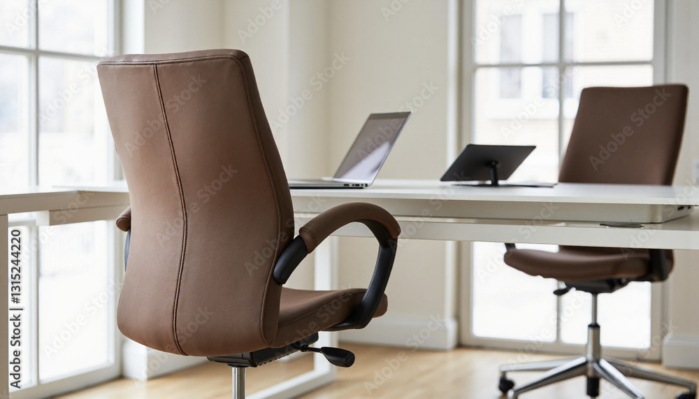 Modern office chairs in bright workspace Modern office chairs in bright workspace