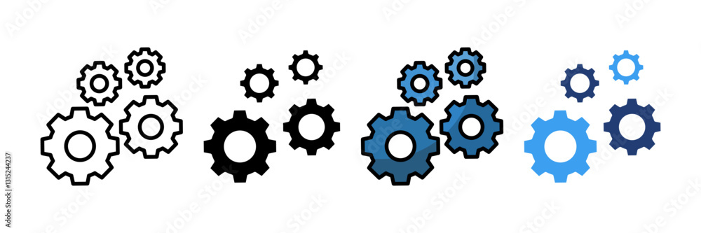 Gears Icon Set Multiple Style Collection Gears Icon Set Multiple Style Collection