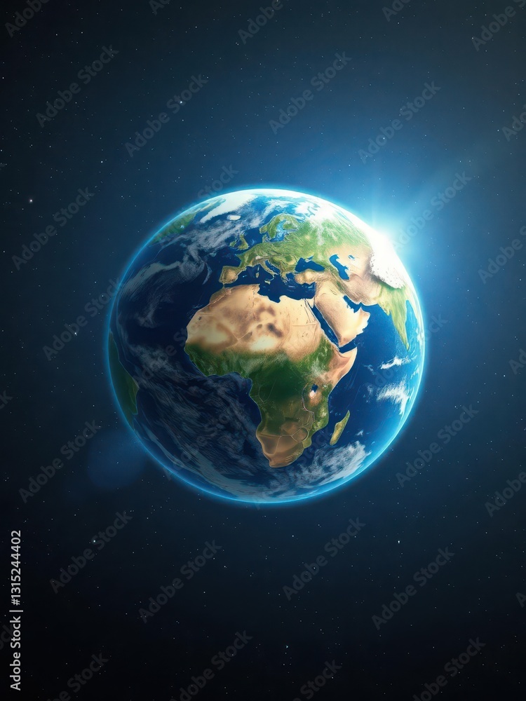 A vibrant blue Earth suspended in the inky blackness of space, texture, view A vibrant blue Earth suspended in the inky blackness of space, texture, view
