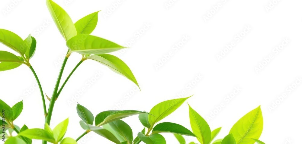 Obraz premium A vibrant green plant, isolated against a pure white backdrop, eco, photosynthesis