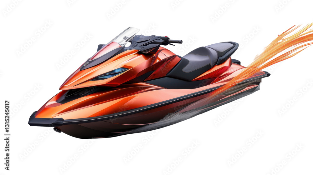 Naklejka premium Orange jet ski leaving fire trails on transparent background