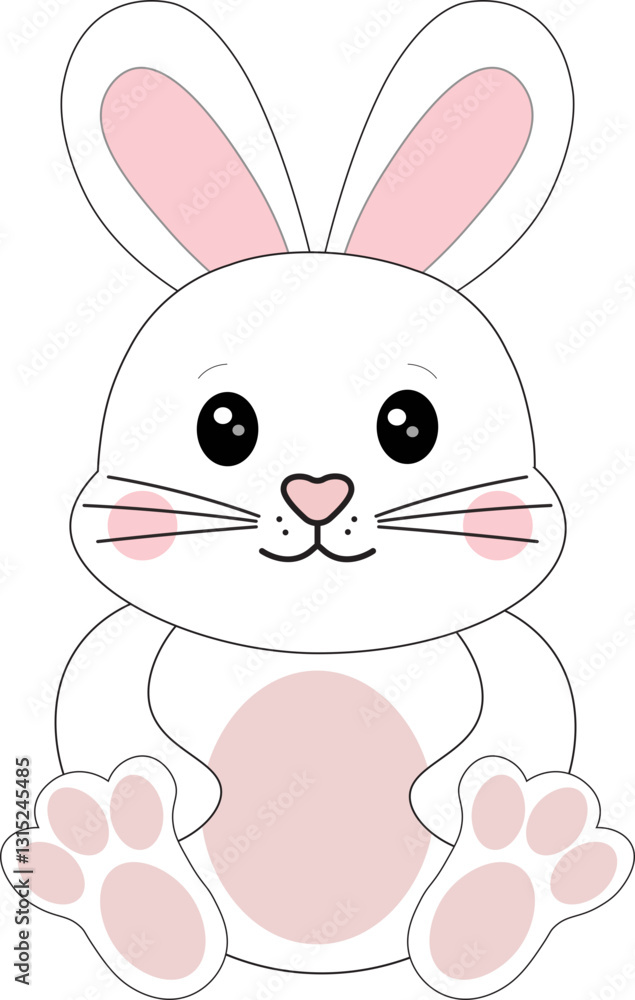 Obraz premium Cute Bunny Vector, Hand-drawn rabbit, Bunny Character, Easter Bunny Vector, Easter Art